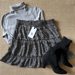 Black and white tiered skirt